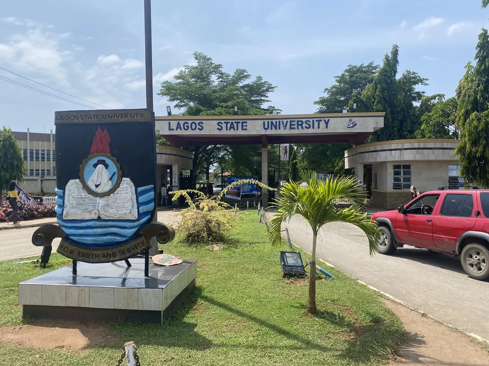 Main gate and crest of Lagos State University, Ojo